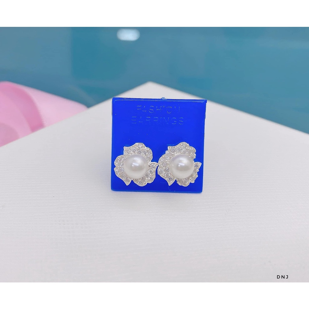 Bông tai nữ bạc thật, bông tai nụ hoa gắn hạt trai siêu xinh - Kho sỉ bạc Nhất Linh