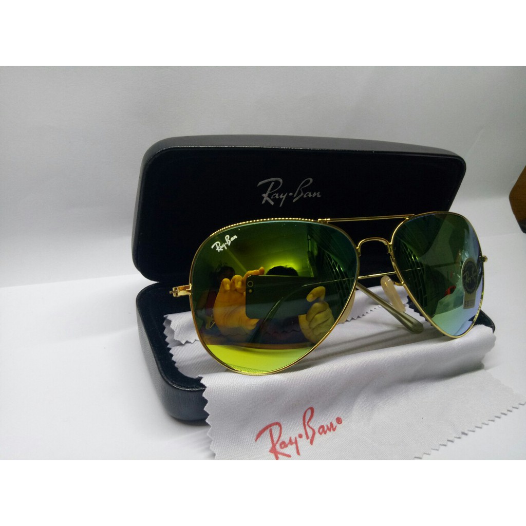 KÍNH RAYBAN TRÒNG THỦY TRÁNG GƯƠNG XANH ÁNH KIM