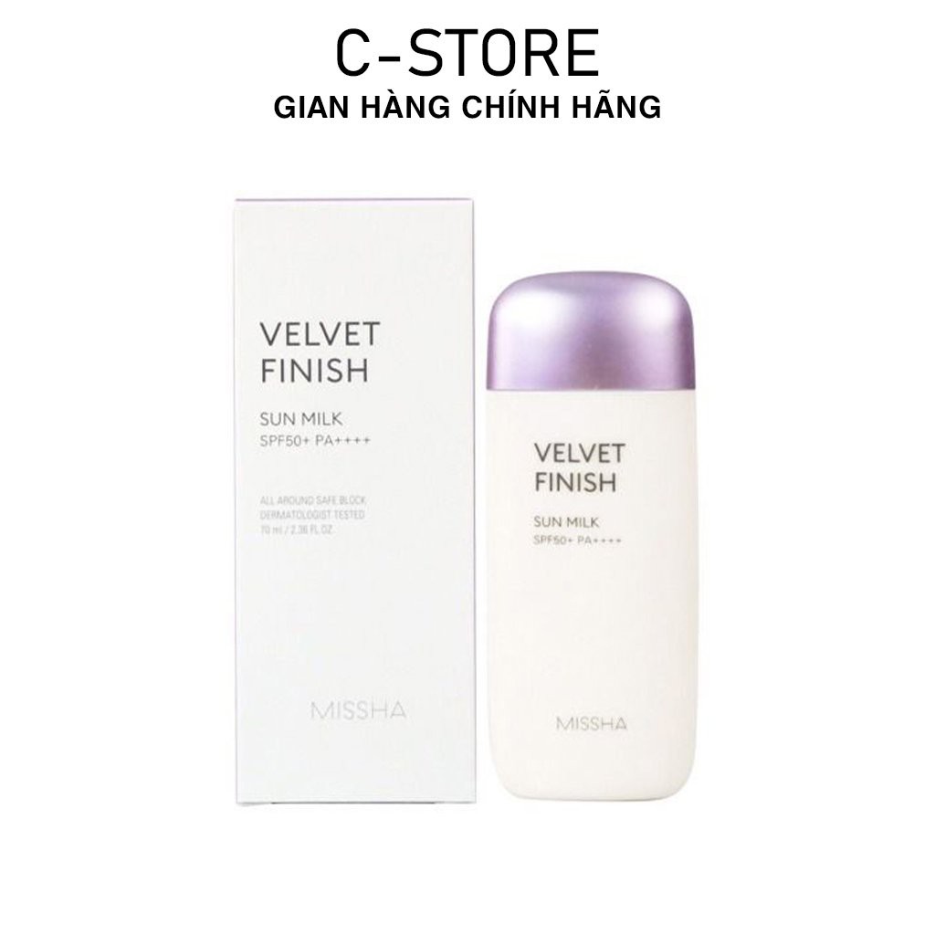 Kem chống nắng Missha V.elvet Finish Sun Milk spf 50+ kiềm dầu, nâng tông da - CSTOREVN