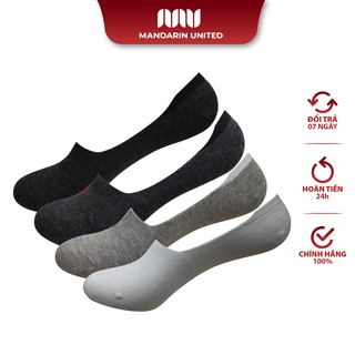 Combo 5 tất đi giày lười MANDARIN UNITED trơn sợi cotton cao cấp có silicon chống trượt - 03101