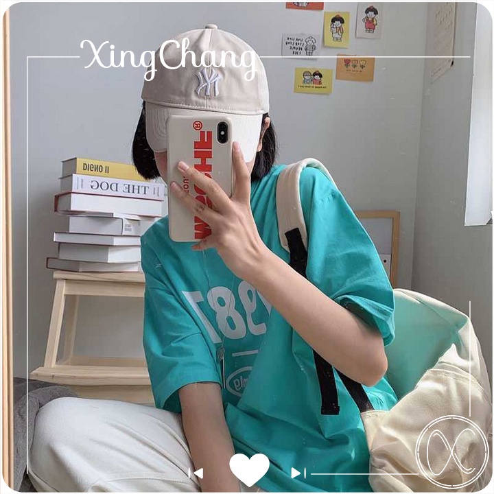 Áo thun tay lỡ nữ, áo phông form rộng học sinh chất đẹp năng động in 1987 mã LXC01