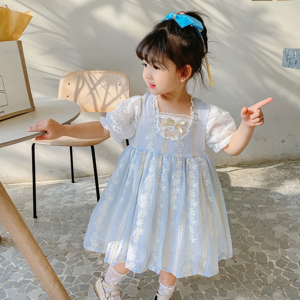 Đầm Công Chúa Lolita Phối Ren Xinh Xắn Cho Bé Gái