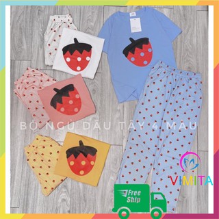 ĐỒ BỘ ĐẸP ĐỒ BỘ NỮ MẶC NHÀ HÌNH DÂU TÂY SIÊU XINH AN11 shopbemit