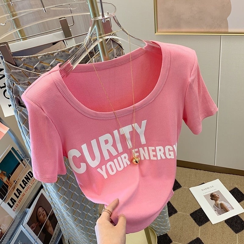 Áo Thun Tay Ngắn Cổ Chữ U Dáng Ôm Thời Trang Mùa Hè Dễ Phối Đồ Cho Nữ