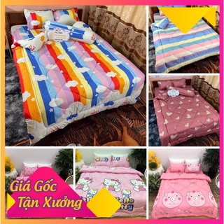 Trọn Bộ Chăn Phao 5 Món Ga Gối Poly loại 1 Chăn Bông Như Hình [Loại Bông Dày] ( được chọn mẫu)