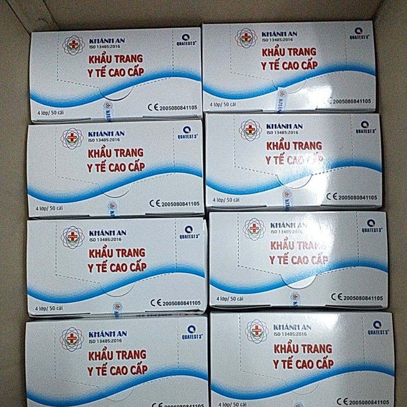 Khẩu trang trắng 4 lớp hộp 50 cái Khánh An