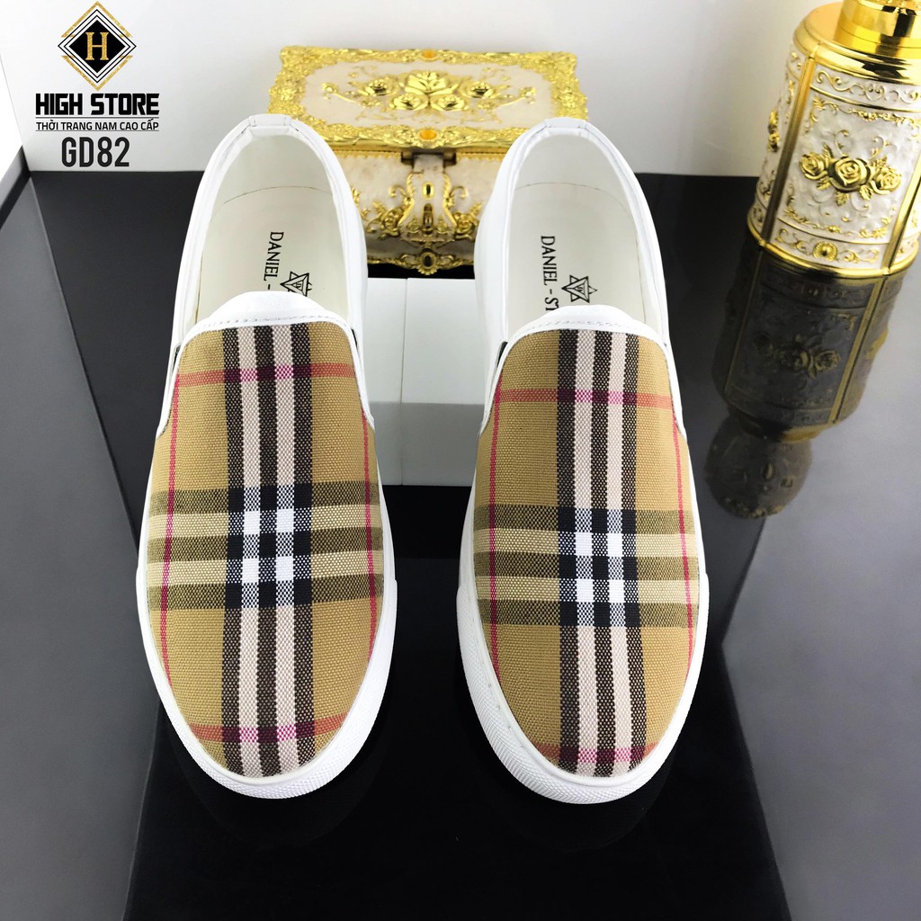 Giày Lười Nam hot nhất 2021_Giày Lười xọc ca rô vàng Fullboxx GD:82