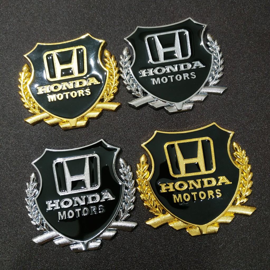 Cặp Logo bông lúa dán xe 5x5cm Honda Kia Toyota Ford hợp kim trang trí xe