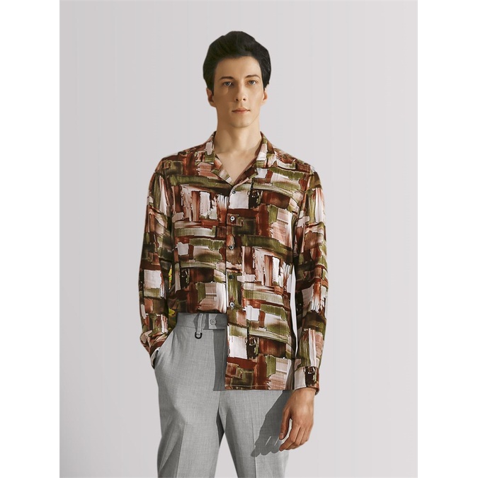 Áo sơ mi nam dài tay Aristino họa tiết châu Âu,vải mềm mướt, from rộng ALSM0209