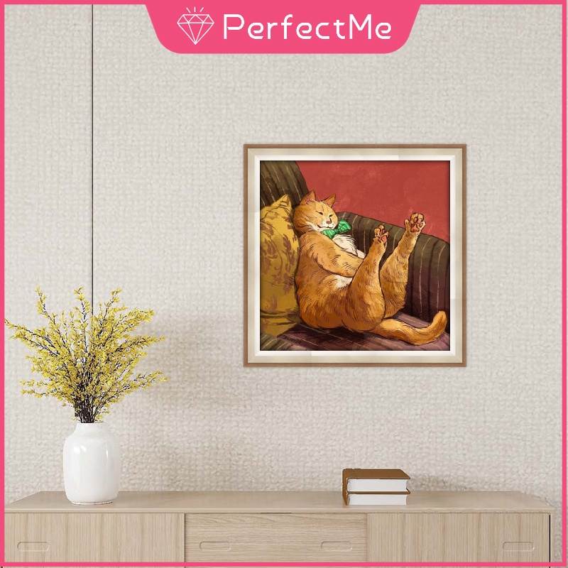 Dụng cụ làm tranh vải đính đá 5D họa tiết chủ đề chú mèo tuỳ chọn thiết kế tự làm tiện dụng 30x30cm