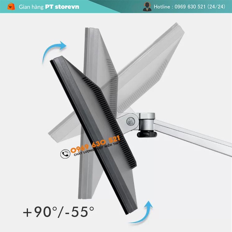 Giá Treo Màn Hình  24 - 27 Inch- Hợp Kim Nhôm Cao Cấp - Kèm Tay Treo Đỡ Laptop 10 - 15.6 Inch -  Model OA-7X