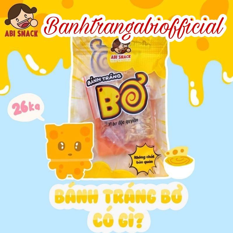 Bánh Tráng Bơ Abi ❤ Freeship ❤ Tặng Kèm Tuýp Bơ thơm béo ngậy - Abi Snack