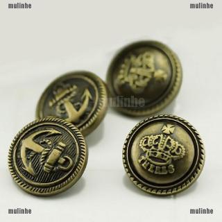 Mul❤ Bộ 10 Nút Áo Tròn Bằng Kim Loại 15mm Phong Cách Vintage Mới