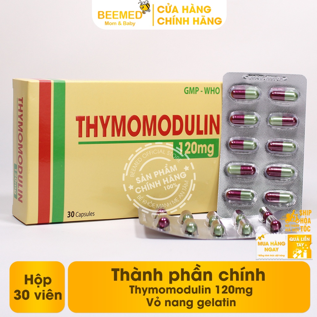 Thymodulin giúp nâng cao sức khỏe, Tăng sức đề kháng, giảm mệt mỏi từ Thymomodulin 120mg - hộp 30v  hàm lượng cao