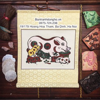 Đàn lợn âm dương - Tranh Đông Hồ Biểu Lụa