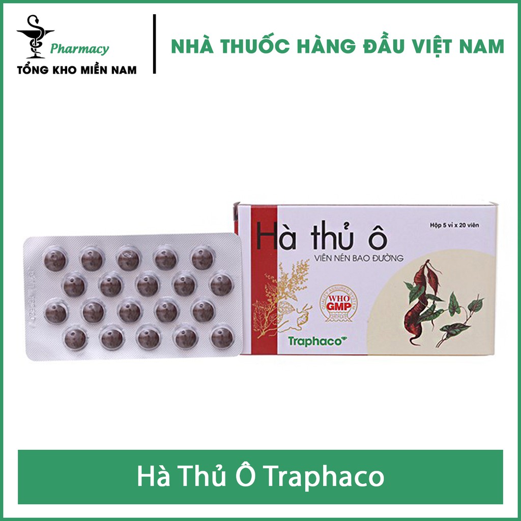 Viên Uống Hà Thủ Ô Traphaco (Hộp 100 viên nén bao đường) - Dưỡng huyết, Bổ can thận, Làm đen râu tóc - Tổng Kho MiềnNam