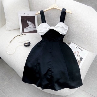 ĐẦM 2S ĐEN PHỐI NƠ TRẮNG NGỰC  ✨