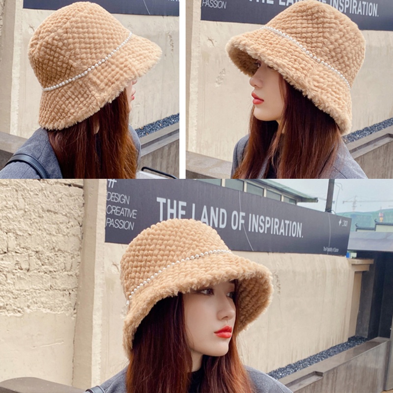 Mũ Tai Bèo Phối Lông Đính Hạt Ngọc Trai Đơn Giản Sáng Tạo Dễ Phối Đồ Hàng Ngày