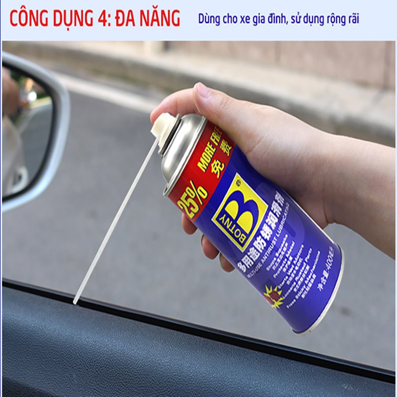 Dung dịch đa năng chống rỉ sét BOTNY De-Rust Lubricating Spray,dầu xịt tẩy rửa vết rỉ sét và bôi trơn kim loại_B-1165