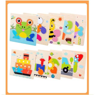 Combo 10 Bộ Tranh Ghép Gỗ Nổi - Children's Cartoon Puzzle Board Toy (Giao ngẫu nhiên)