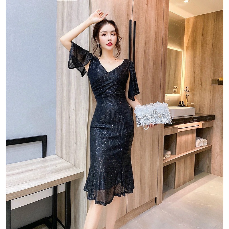 Đầm Ôm Kim Sa Dự Tiệc, Đầm Ôm Đuôi Cá Cánh Tiên