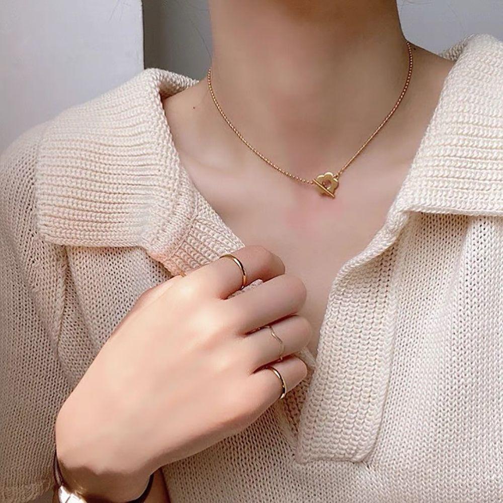 Vòng Cổ Choker Bằng Hợp Kim Thiết Kế Đục Lỗ Đơn Giản Phong Cách Hàn Quốc Cho Nữ