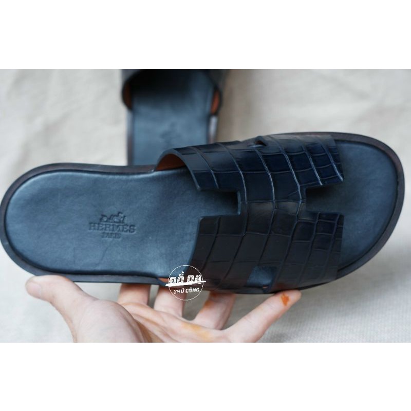 Dép Hermès nam da cá sấu . Tặng kèm 01 thắt lưng Hermes da epsom pháp