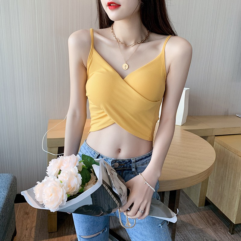 [Kèm Video SP] Áo Hai Dây Nữ Cao Cấp Thun Tăm Vạt Chéo Trơn Màu Dáng Basic Phong Cách Thời Trang Sugal TOP NU 018V6