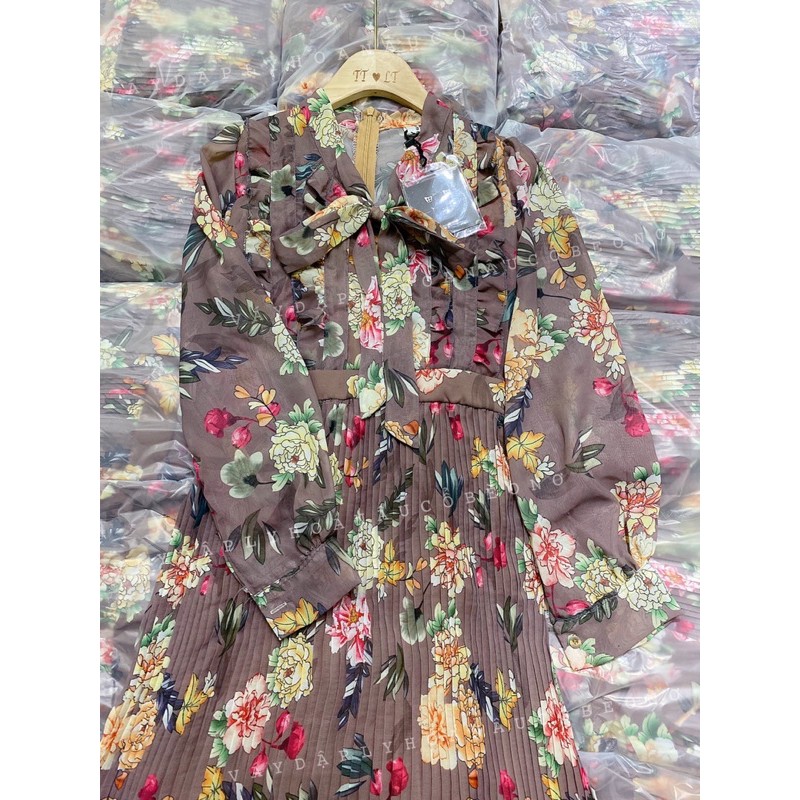 [Mã WAMT1505 giảm 10K đơn 0K] Đầm Dập Ly Hoa Nâu | BigBuy360 - bigbuy360.vn