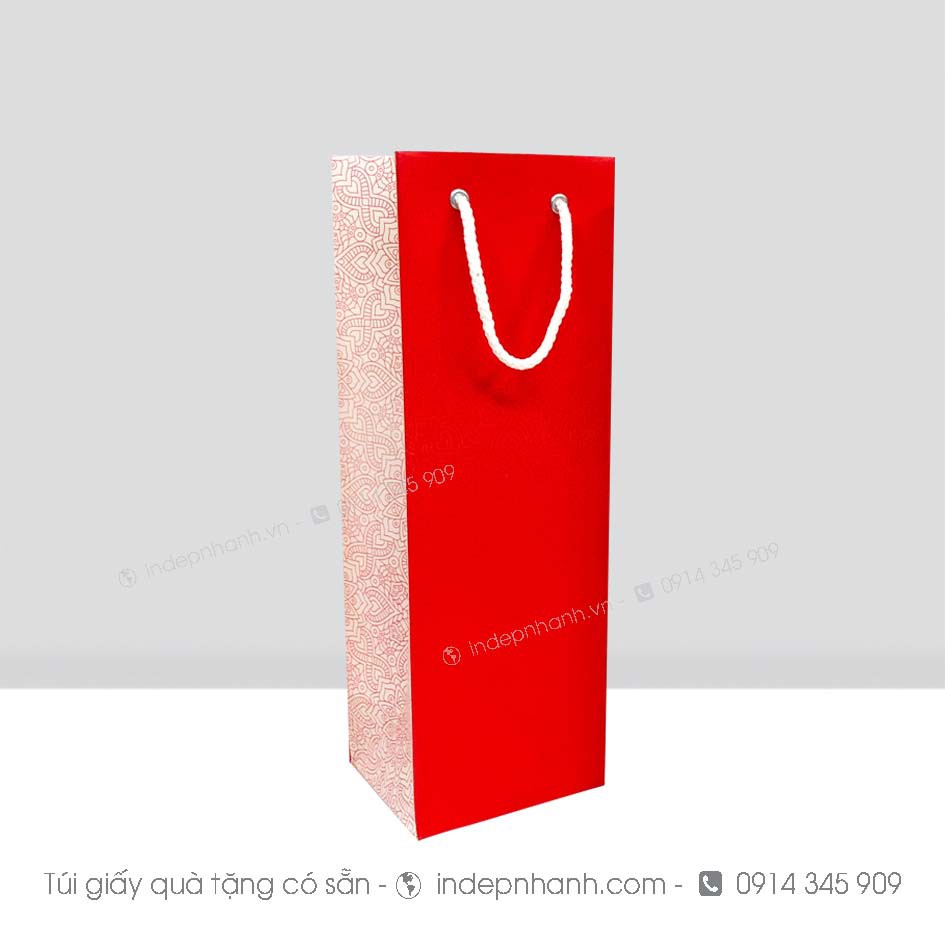 【7.000đ】COMBO 20 TÚI GIẤY ĐỰNG RƯỢU MÀU ĐỎ