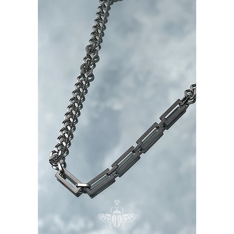 Vòng cổ Thép Titan Hai Trong Một Mặt Khóa Có Thể Tháo Rời Thời Trang Cá Tính Cao Cấp Cho Nam
