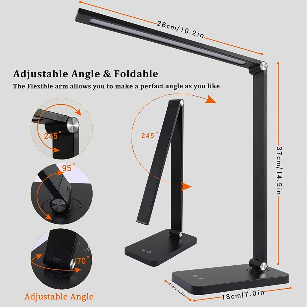 Đèn học Led chống cận Desk Lamp MT-856, Chức năng sạc không dây, 5 chế độ sáng, Cổng USB ouput 5V1A