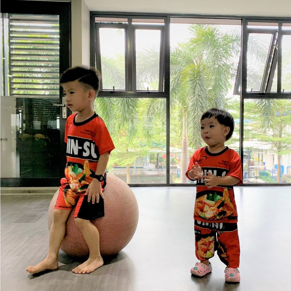 Bộ quần áo mì tôm CHINSU 10KG đến Big size 118KG mặc hội nhóm Nam Nữ, Đồ bộ mặc nhà cho Bé hài hước