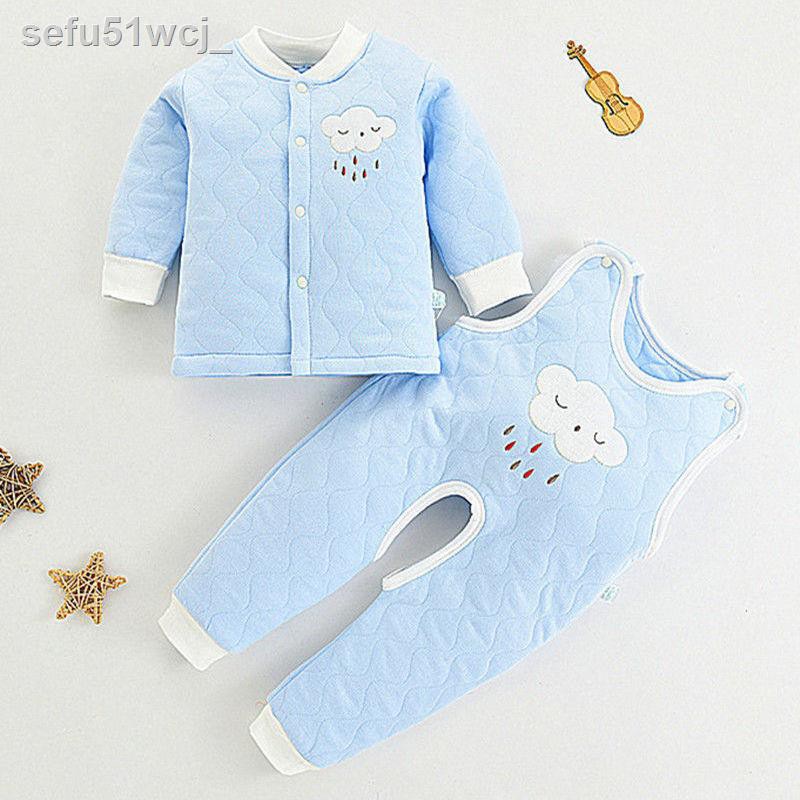✱▪Bộ quần áo ấm cho bé bộ yếm chần bông đồ lót trẻ em cotton tinh khiết sơ sinh quần áo trẻ em mùa xuân và mùa thu dày