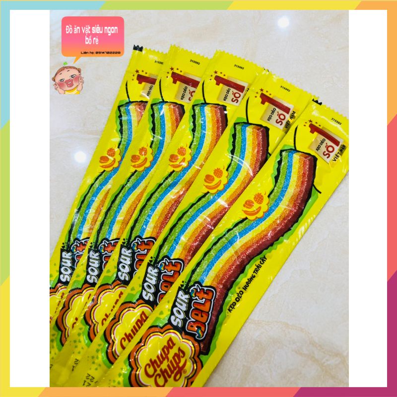 Kẹo Dẻo Mềm Chupa Chups Sour Belt 7 Sắc Cầu Vồng Hương Trái Cây