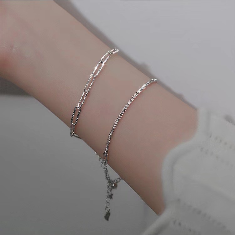 Lắc tay bạc 925 không dị ứng phong cách đơn giản thời trang