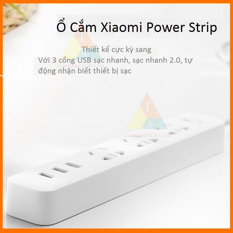 Ổ Điện Xiaomi Mi Power Strip Trắng - Ổ điện Xiaomi Mi Power Strip Trắng 3 Cổng USB Dây Dài 1,8m