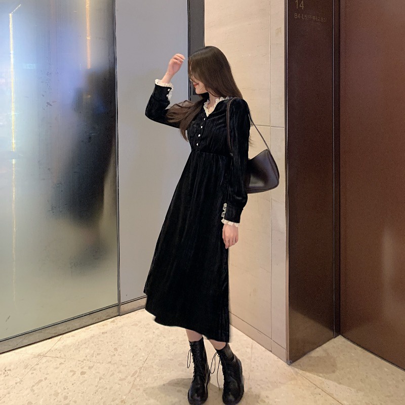 Đầm Perty vải nhung thời trang Hàn Quốc dành cho nữ