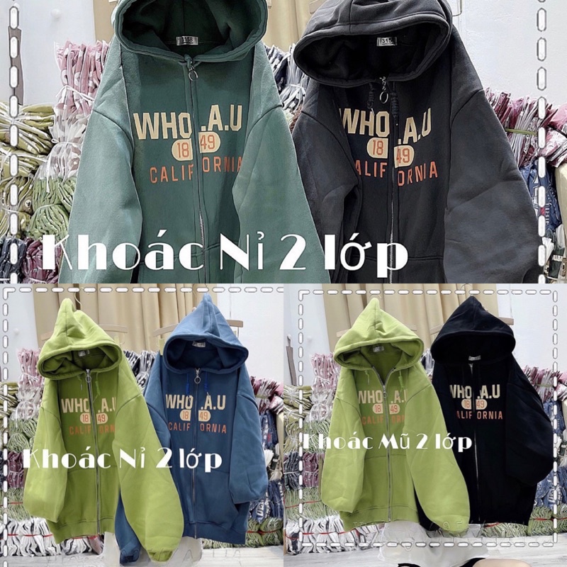 Áo Khoác Nỉ Mũ Hoodie Kéo Khoá In Chữ WHO Unisex [FREESHIP]Jacket From Rộng Chất Nỉ Ngoại Nam Nữ