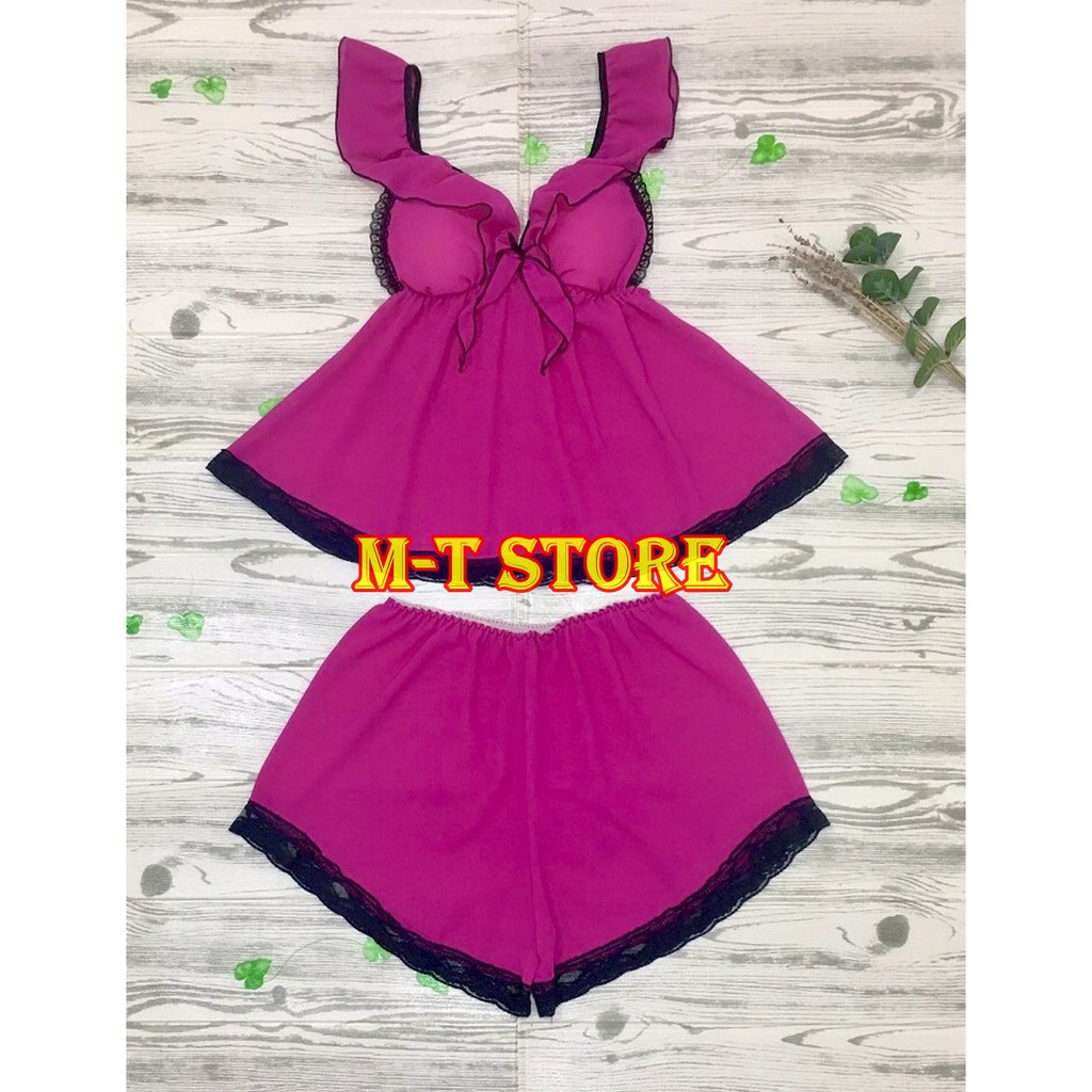 Đồ ngủ voan sexy phối ren cực gợi cảm free size 40-60 ký, vải mỏng mát kiểu dáng sexy quyến rũ có mút ngực siêu sang | BigBuy360 - bigbuy360.vn