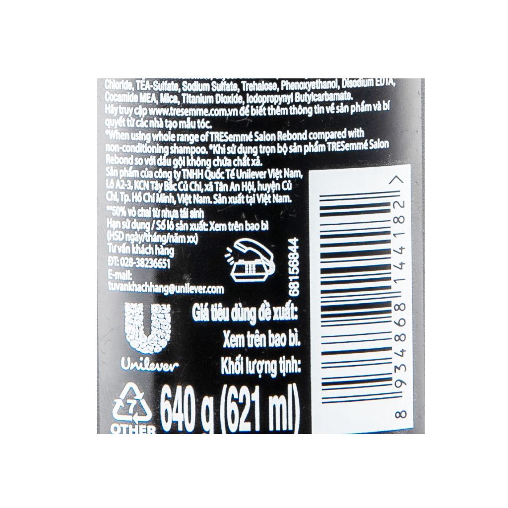 Dầu gội TRESemmé Salon Rebond giảm rụng tóc 621ml