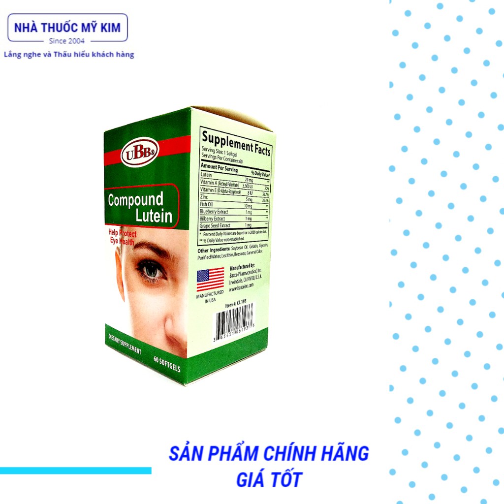 Compound Lutein UBB hỗ trợ bổ mắt, sáng mắt (60 viên/lọ) | BigBuy360 - bigbuy360.vn