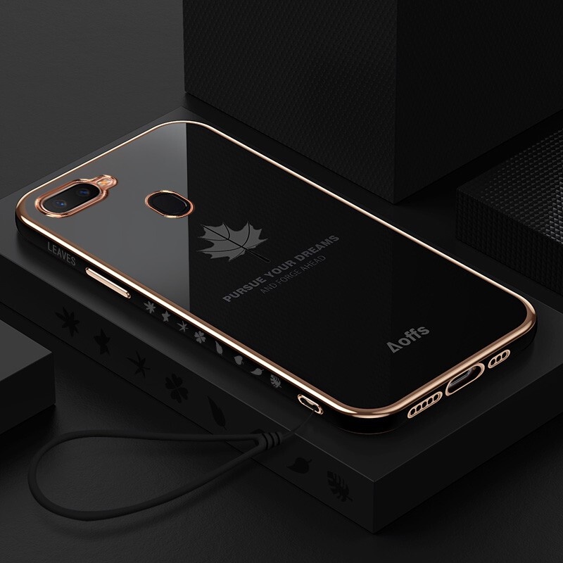 Ốp lưng OPPO A5S A12 F9 F9 Pro case Vỏ điện thoại mạ điện sang trọng thời trang Maple Leaf Fashion
