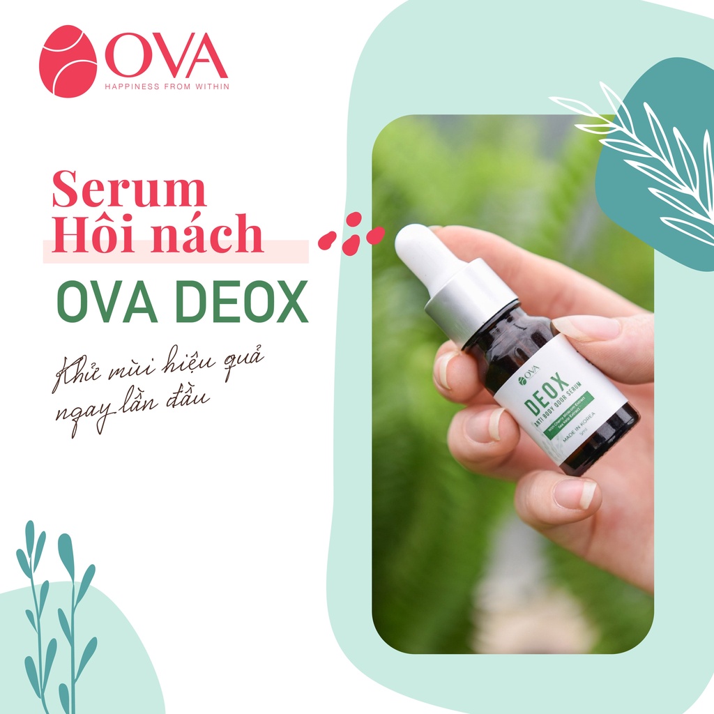 Serum khử mùi hôi nách Ova DeoX, ức chế tiết mồ hôi khô thoáng nách, làm sáng da vùng nách an toàn thiên nhiên 5ml