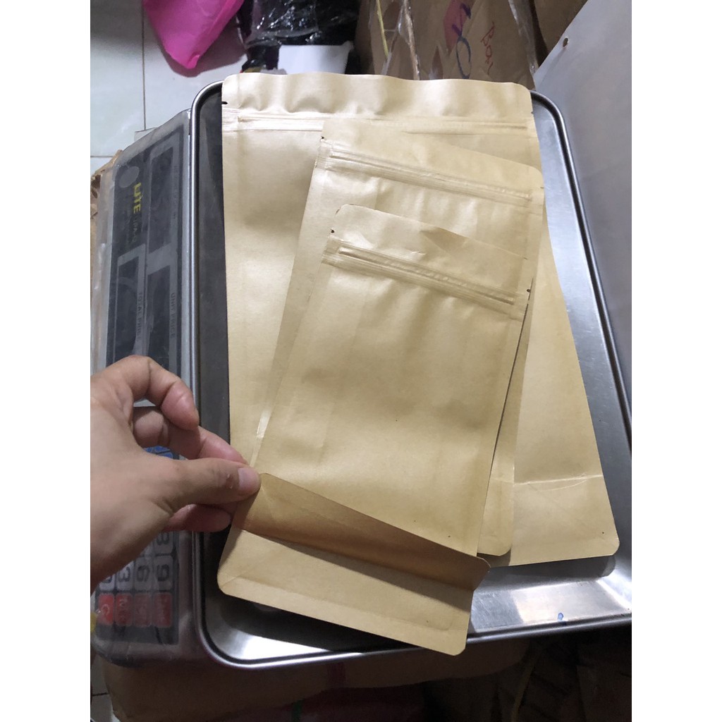 {1kg/1size} - Túi zipper giấy kraft 8 cạnh có cửa sổ - không cửa sổ, có màn chống thấm