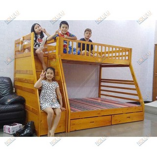 [Freeship HCM] Giường Tầng Bella Esprit Gỗ Tự Nhiên, Có Cầu Thang An Toàn, Tầng Trên Rộng 1m - Tầng Dưới 1m4