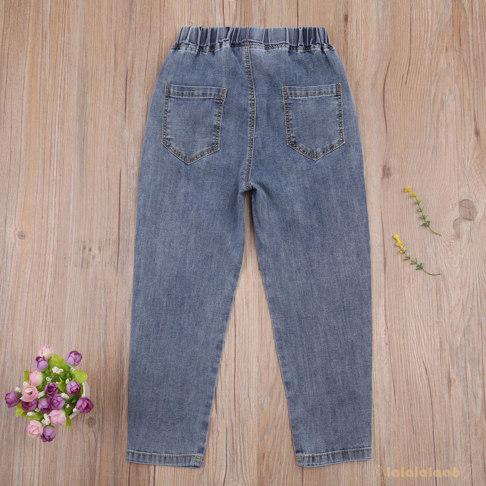 Quần Denim Dài Lưng Thun In Hình Cô Gái Và Bướm Laa6