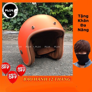 Mũ Bảo Hiểm Phượt 3/4 Cam NTMAX Tặng Kèm Khăn Đa Năng