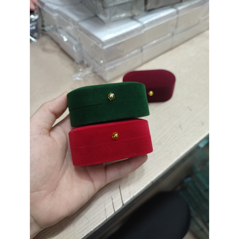 Hộp Nhung Đựng Trang Sức Nhẫn Đôi Sẵn 3 Màu Như Ảnh