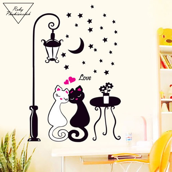 Decal Dán Tường Mèo Love- DC2